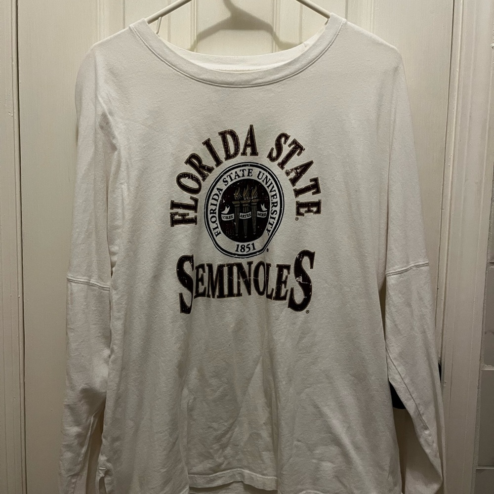 League White FSU Crew Tee with Black Interior Logo